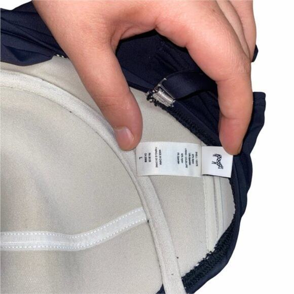 Echo Solid Black Tie Back Bikini Swim Top Women's Size Large - Picture 10 of 11